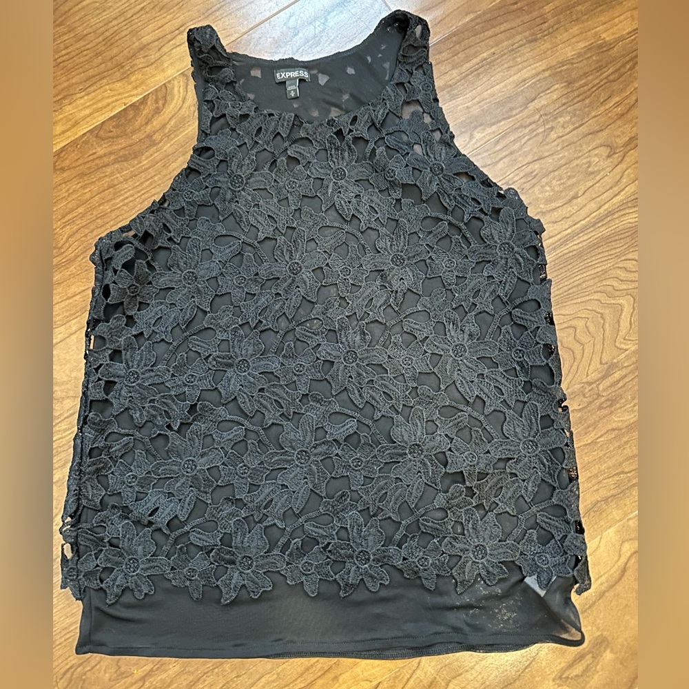 Black lace sleeveless top